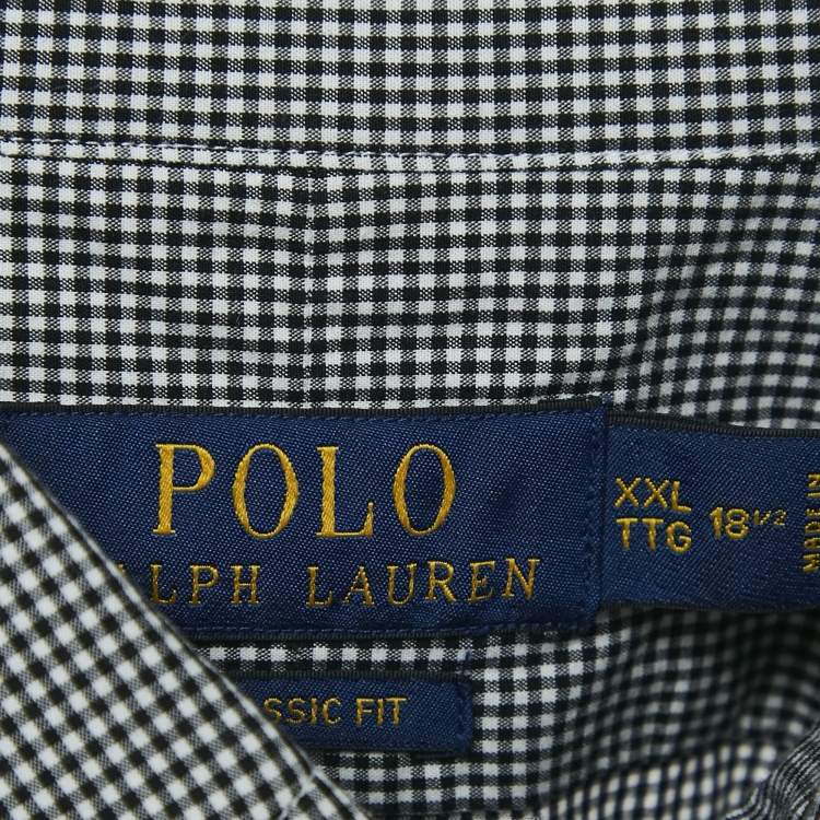 Pre Owned Polo Ralph Lauren Black/White Checks Cotton Classic Fit Shirt XXL