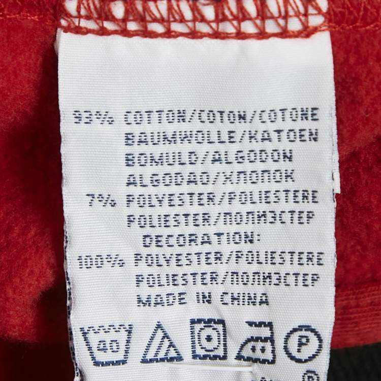 Pre Owned Polo Ralph Lauren Red Logo Print Cotton Knit Zip-Up Jacket M