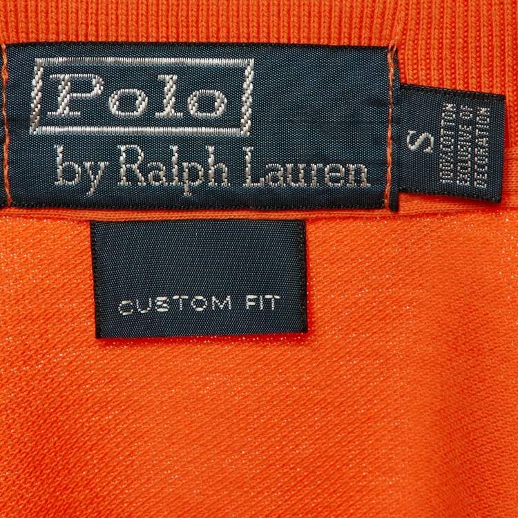 Pre Owned Polo Ralph Lauren Orange Cotton Custom Fit Polo T-Shirt S