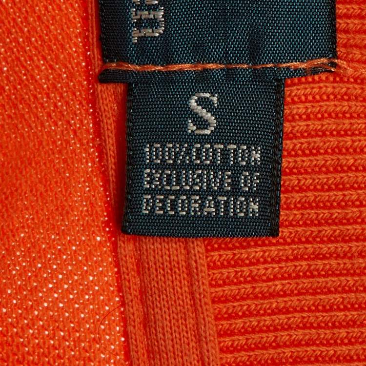 Pre Owned Polo Ralph Lauren Orange Cotton Custom Fit Polo T-Shirt S