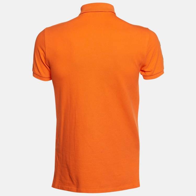 Pre Owned Polo Ralph Lauren Orange Cotton Custom Fit Polo T-Shirt S
