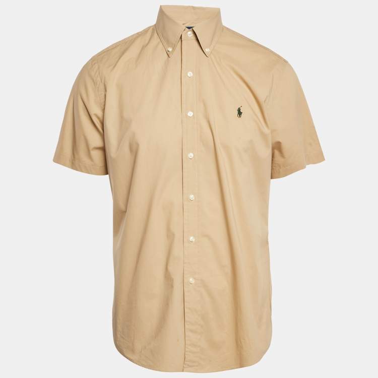 Pre Owned Polo Ralph Lauren Beige Cotton Short Sleeve Shirt L