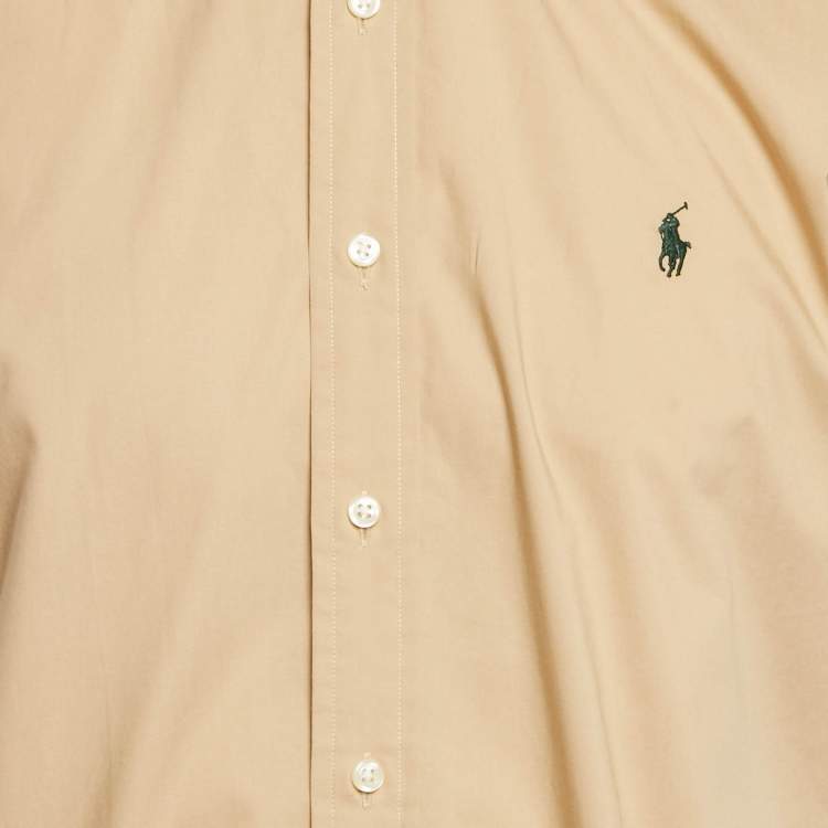 Pre Owned Polo Ralph Lauren Beige Cotton Short Sleeve Shirt L