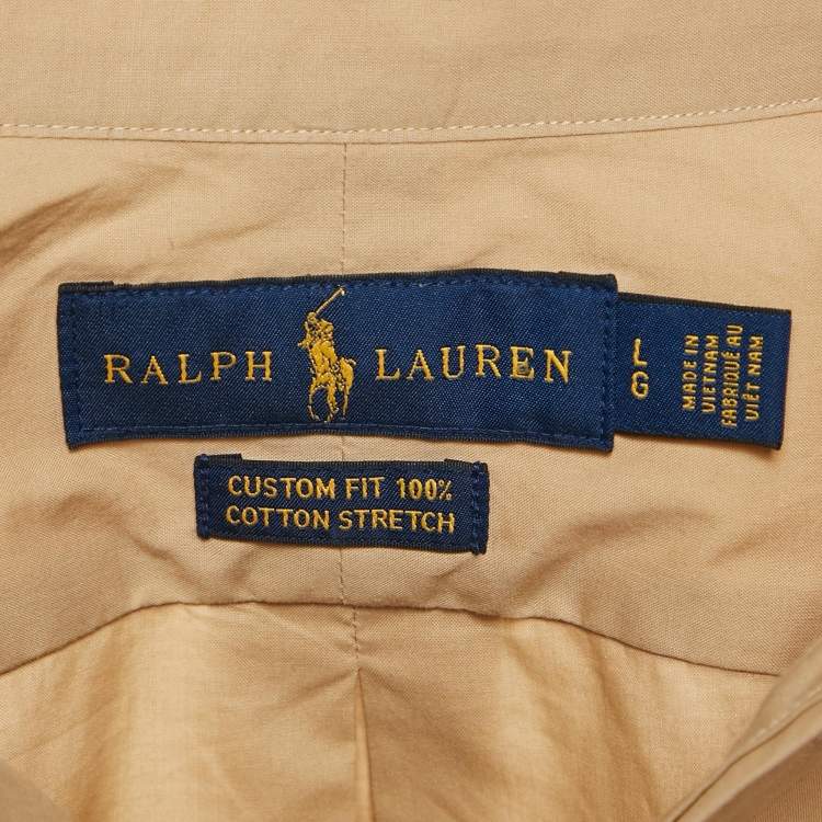 Pre Owned Polo Ralph Lauren Beige Cotton Short Sleeve Shirt L