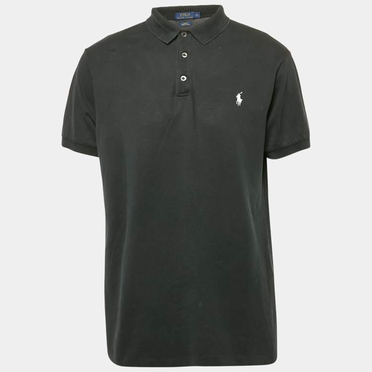Pre Owned Polo Ralph Lauren Black Cotton Slim Fit Polo T-Shirt XL