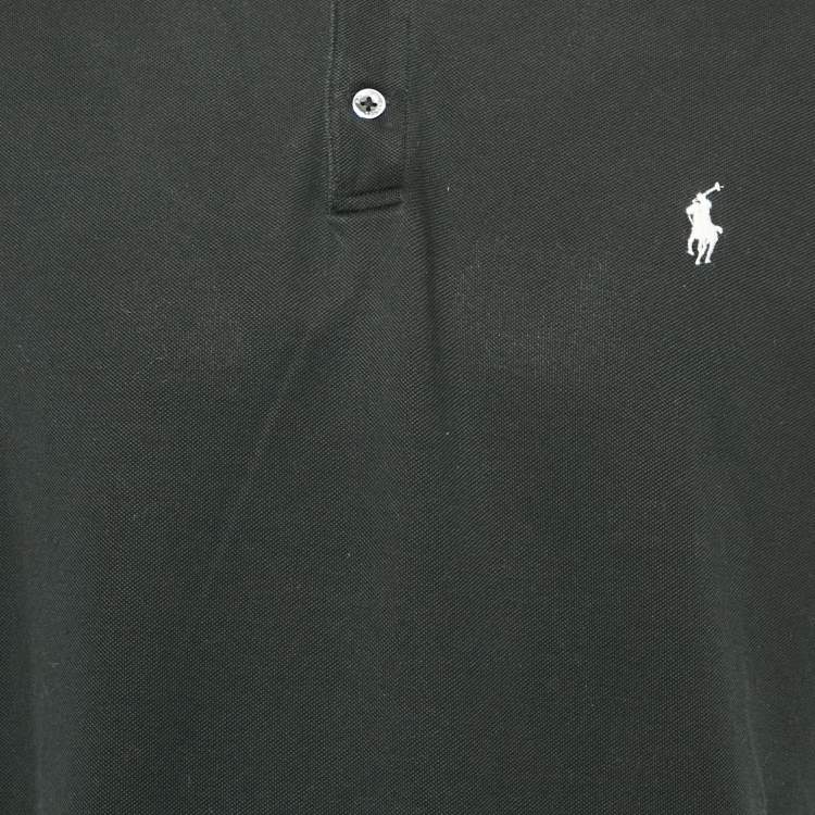 Pre Owned Polo Ralph Lauren Black Cotton Slim Fit Polo T-Shirt XL