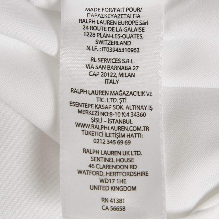 Pre Owned Polo Ralph Lauren White Synthetic Button Front Long Sleeve Shirt XXL