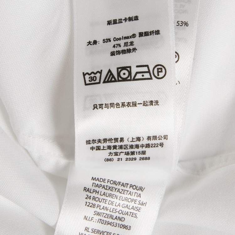 Pre Owned Polo Ralph Lauren White Synthetic Button Front Long Sleeve Shirt XXL