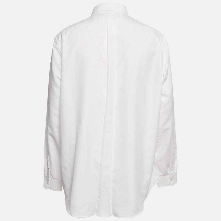 Pre Owned Polo Ralph Lauren White Synthetic Button Front Long Sleeve Shirt XXL