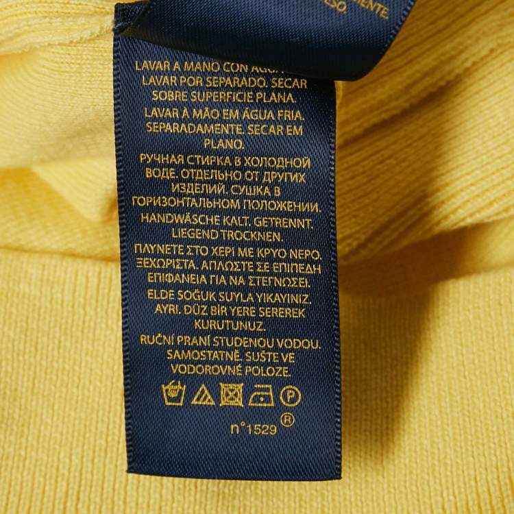 Pre Owned Polo Ralph Lauren Yellow Cotton Knit V-Neck Sweater L