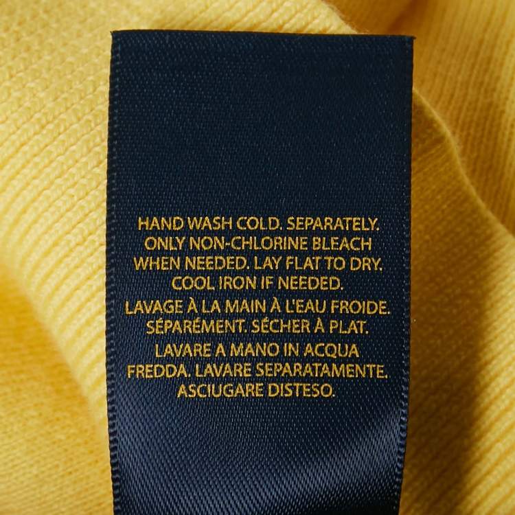 Pre Owned Polo Ralph Lauren Yellow Cotton Knit V-Neck Sweater L