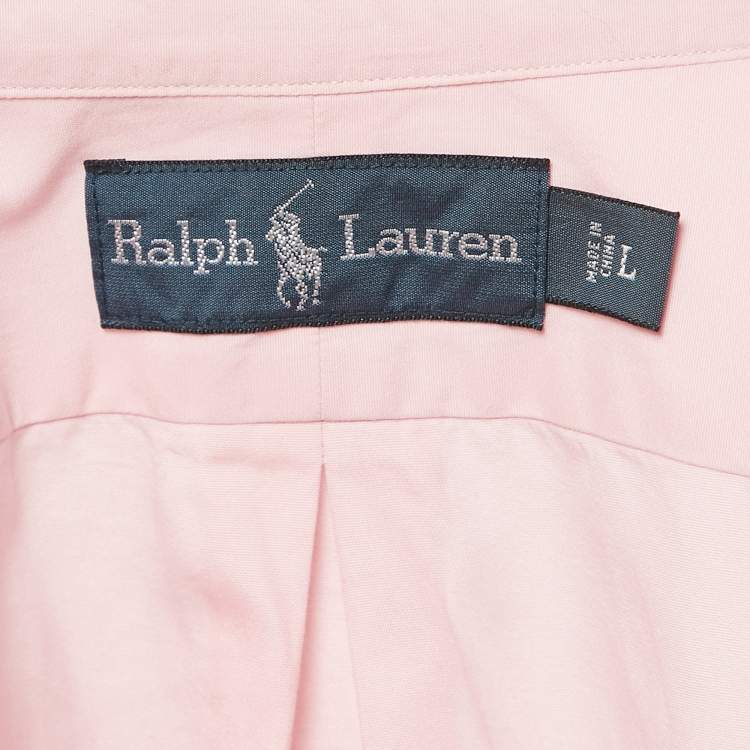 Pre Owned Ralph Lauren Pink Cotton Button Front Shirt L