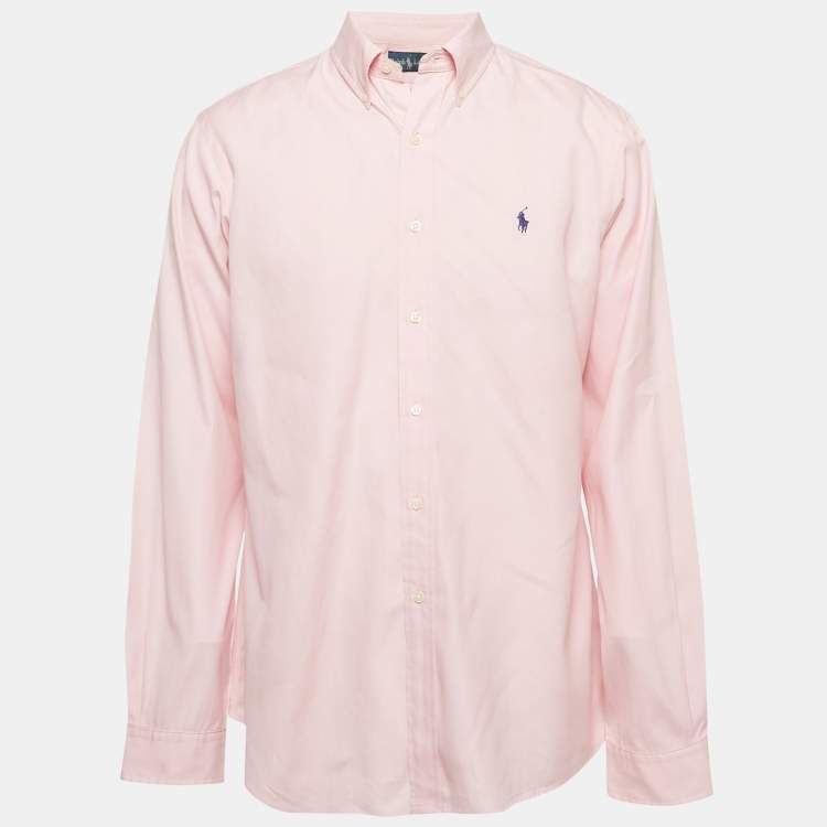 Pre Owned Ralph Lauren Pink Cotton Button Front Shirt L