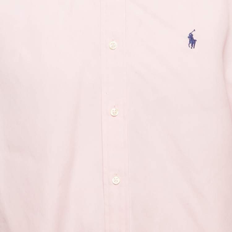 Pre Owned Ralph Lauren Pink Cotton Button Front Shirt L
