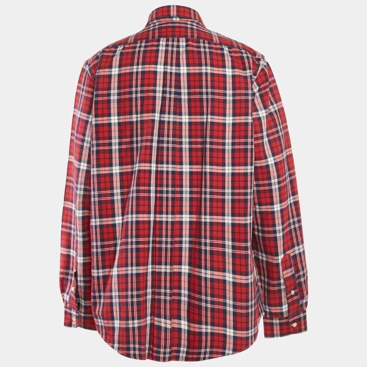 Pre Owned Polo Ralph Lauren Red Flannel Cotton Classic Fit Button Down Shirt XXL