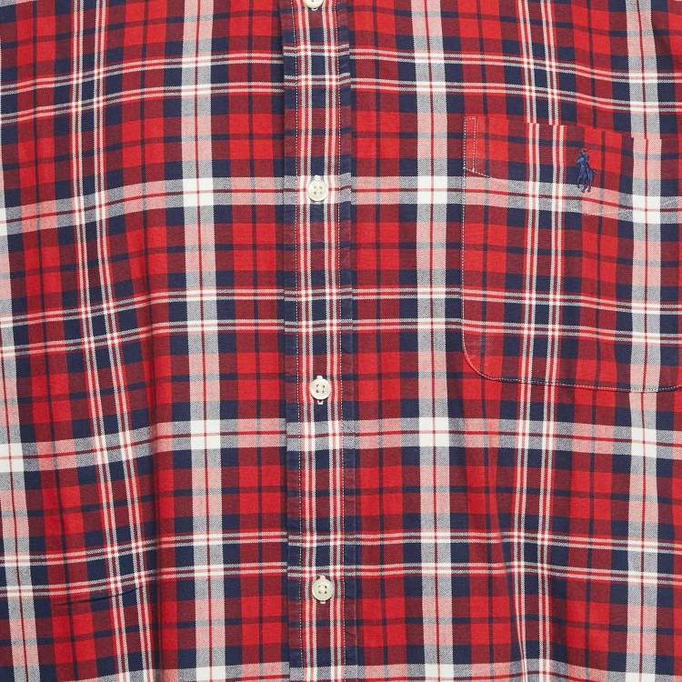 Pre Owned Polo Ralph Lauren Red Flannel Cotton Classic Fit Button Down Shirt XXL