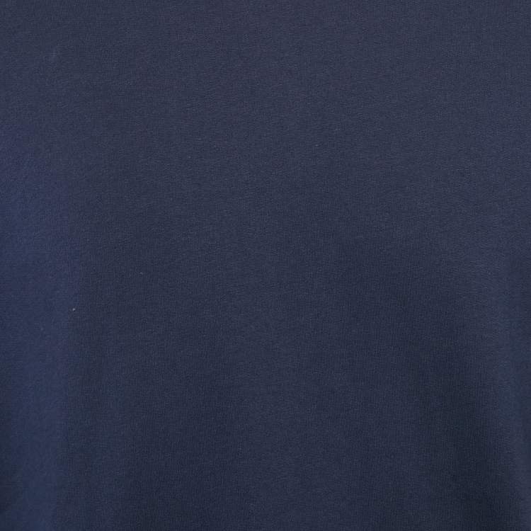 Pre Owned Polo Ralph Lauren Blue Logo Print Jersey Crewneck T-Shirt XXL