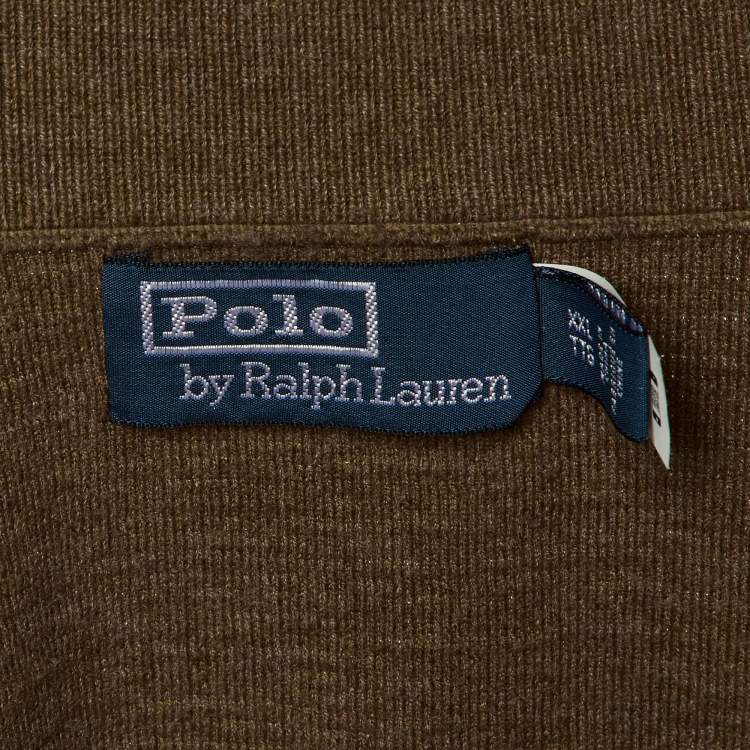 Pre Owned Polo Ralph Lauren Brown Nylon & Knit Zip Up Jacket XXL