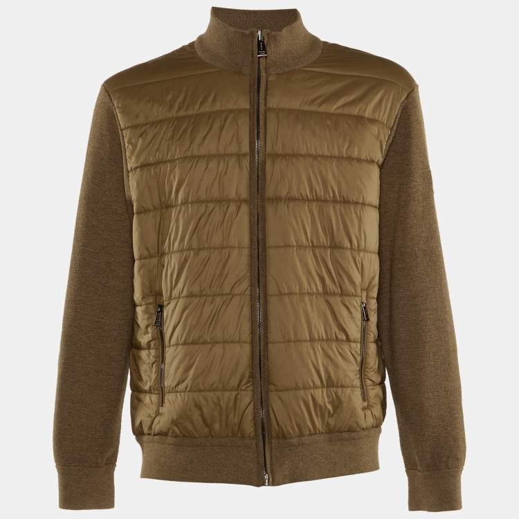Pre Owned Polo Ralph Lauren Brown Nylon & Knit Zip Up Jacket XXL