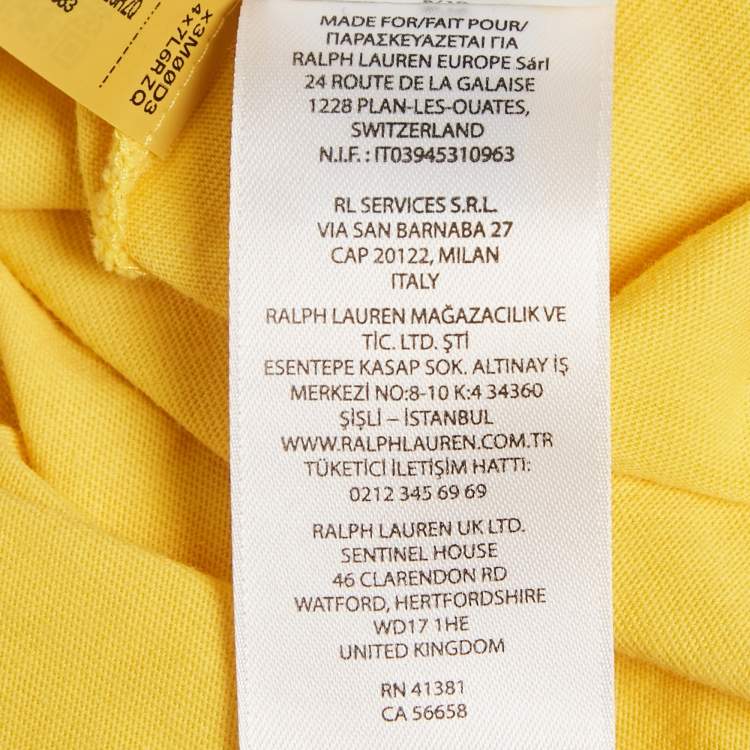 مملوكة مسبقًا Ralph Lauren Yellow Cotton Jersey  T-Shirt XL
