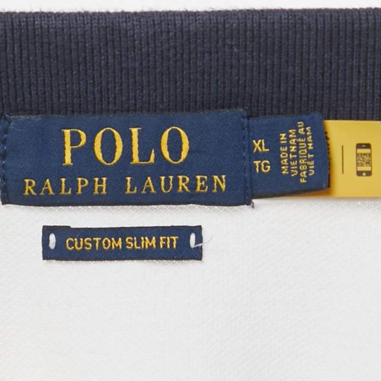 مملوكة مسبقًا Polo Ralph Lauren White Teddy Embroidered Pique Polo T-Shirt XL