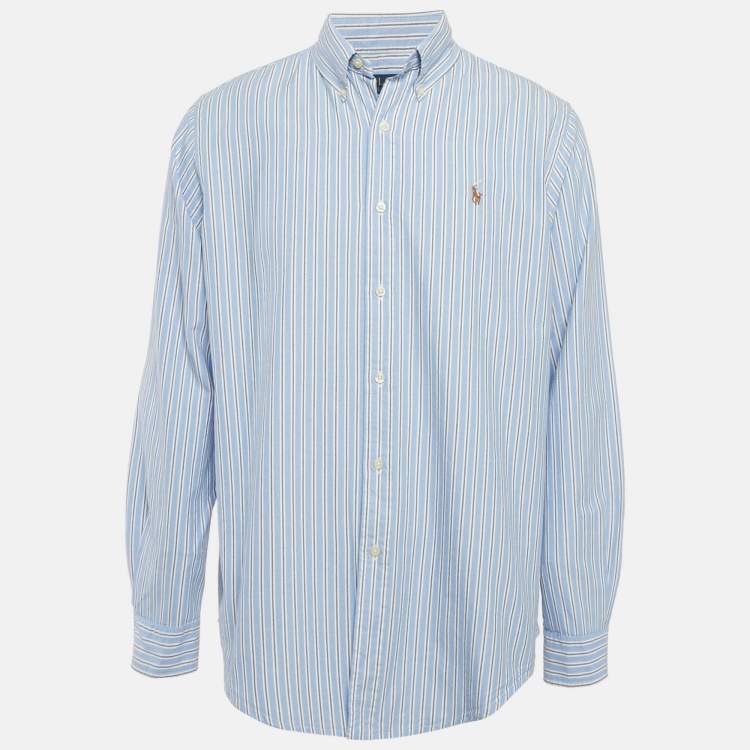 Pre Owned Polo Ralph Lauren Blue Striped Cotton Classic Fit Shirt L