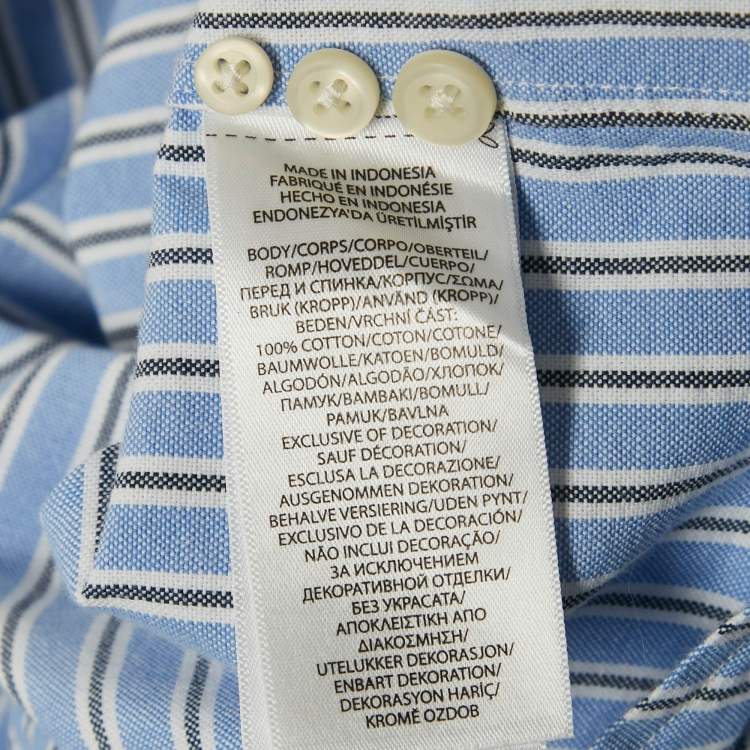 Pre Owned Polo Ralph Lauren Blue Striped Cotton Classic Fit Shirt L