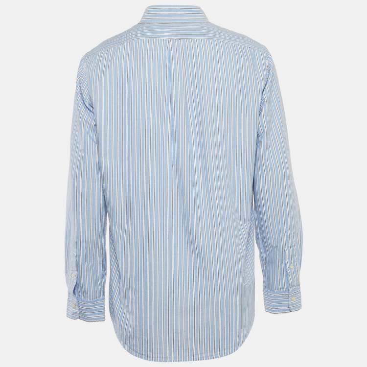 Pre Owned Polo Ralph Lauren Blue Striped Cotton Classic Fit Shirt L
