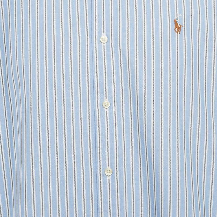 Pre Owned Polo Ralph Lauren Blue Striped Cotton Classic Fit Shirt L