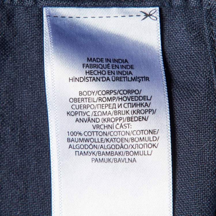 Pre Owned Polo Ralph Lauren Navy Blue Cotton Custom Fit Shirt L