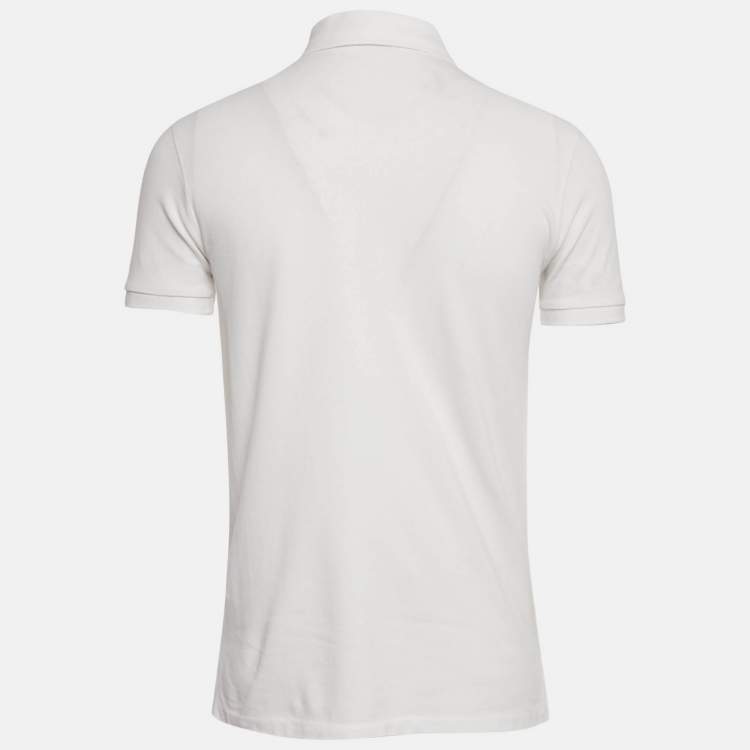 Pre Owned Polo Ralph Lauren White Teddy Embroidered Cotton Pique Polo T-Shirt S