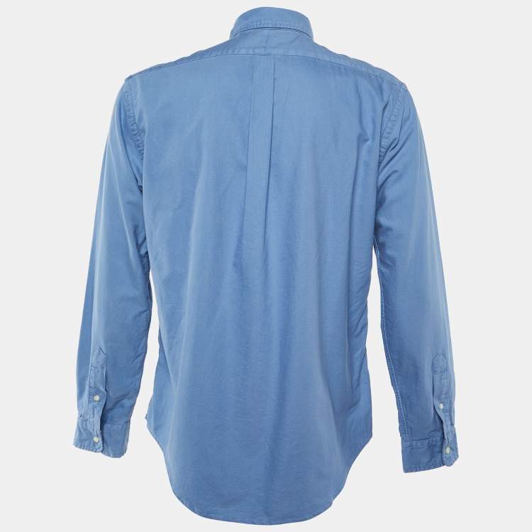Pre Owned Polo Ralph Lauren Blue Cotton Button Front Shirt L