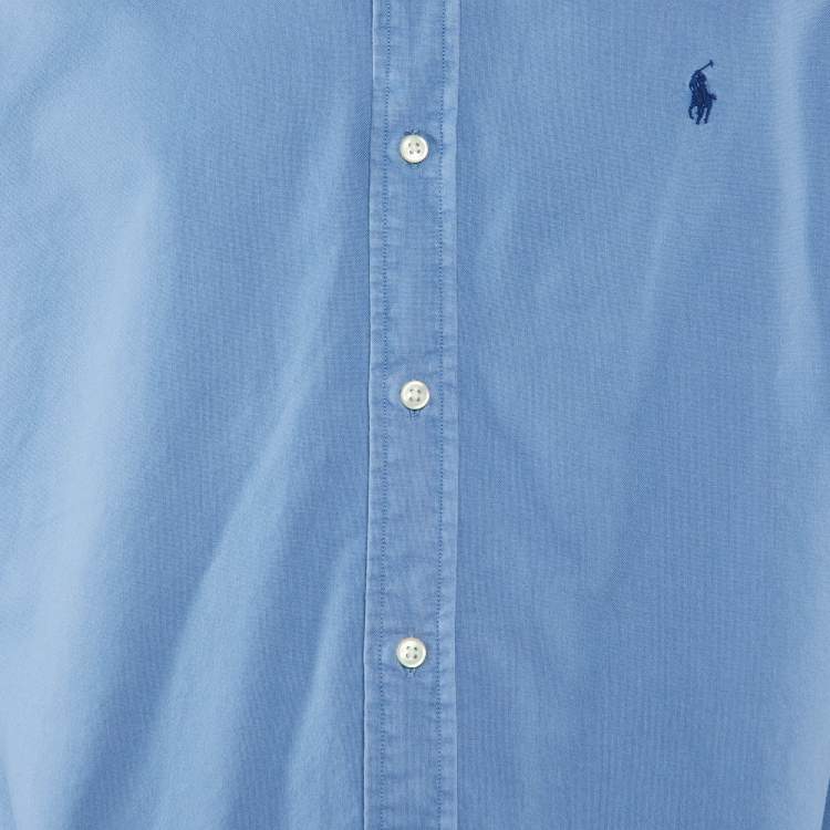 Pre Owned Polo Ralph Lauren Blue Cotton Button Front Shirt L