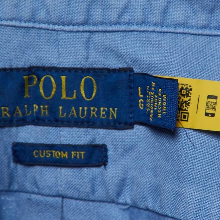 Pre Owned Polo Ralph Lauren Blue Cotton Button Front Shirt L