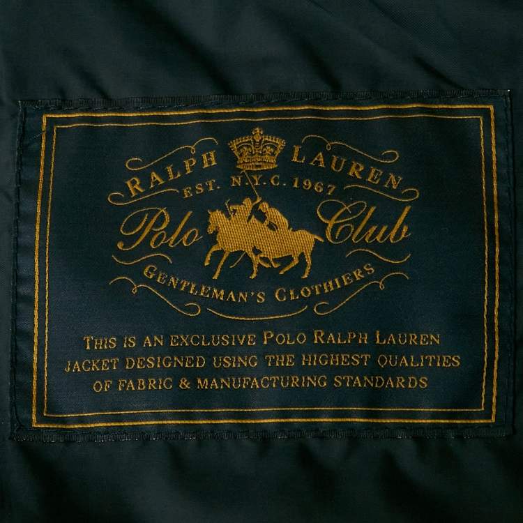 Pre Owned Polo Ralph Lauren Navy Blue Corduroy Trim Nylon Quilted Jacket S