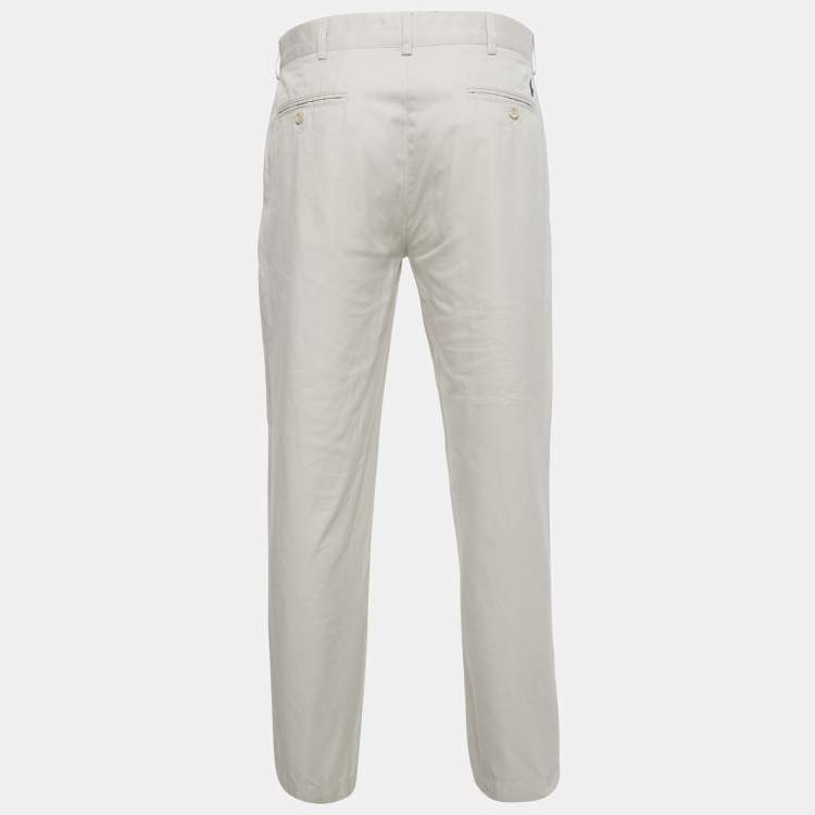 Pre Owned Polo Ralph Lauren Cream Cotton Formal Trousers L
