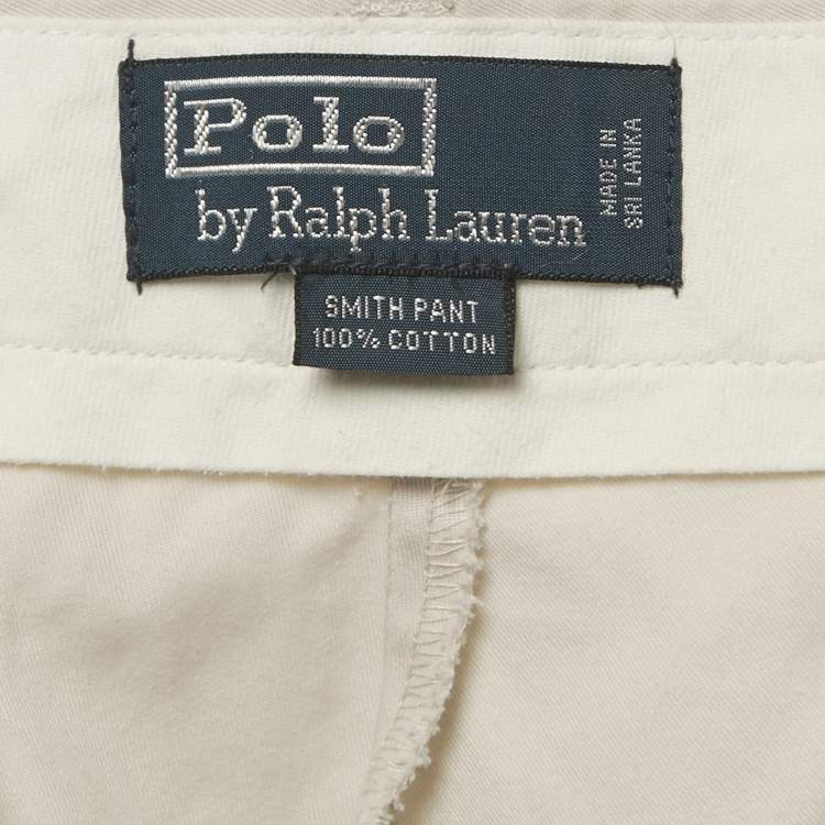 Pre Owned Polo Ralph Lauren Cream Cotton Formal Trousers L