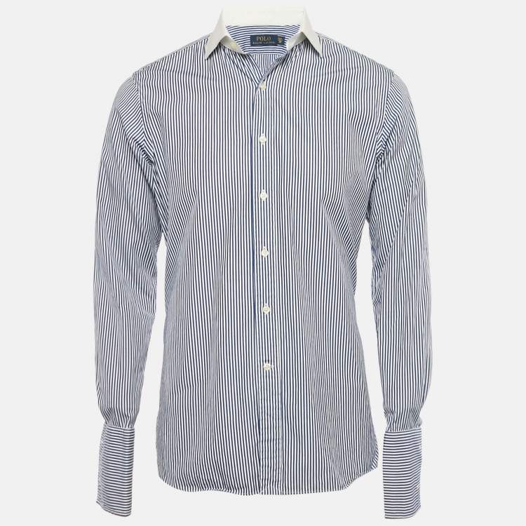 Pre Owned Polo Ralph Lauren Blue Striped Cotton Shirt M