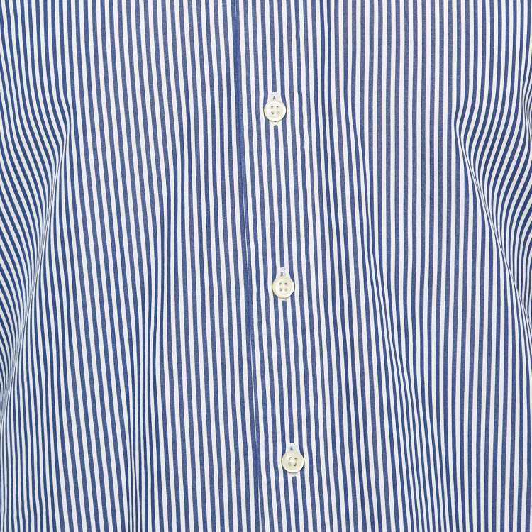 Pre Owned Polo Ralph Lauren Blue Striped Cotton Shirt M