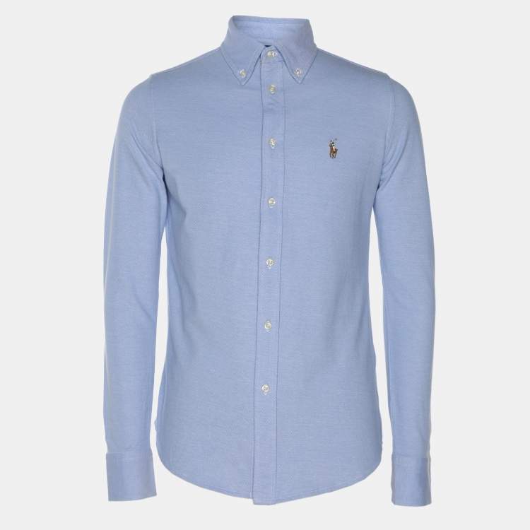 Pre Owned Polo Ralph Lauren Blue Cotton Button Front Shirt M