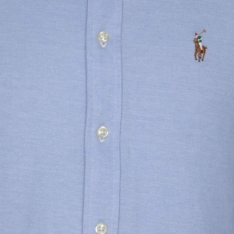 Pre Owned Polo Ralph Lauren Blue Cotton Button Front Shirt M