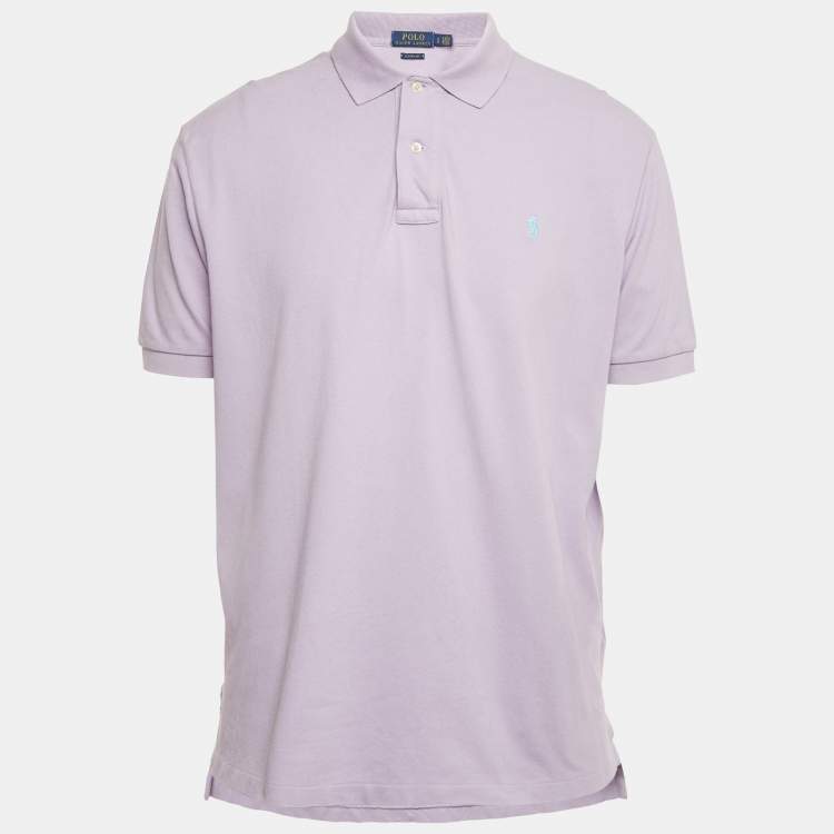 Pre Owned Polo Ralph Lauren Lavender Cotton Pique Polo T-Shirt L