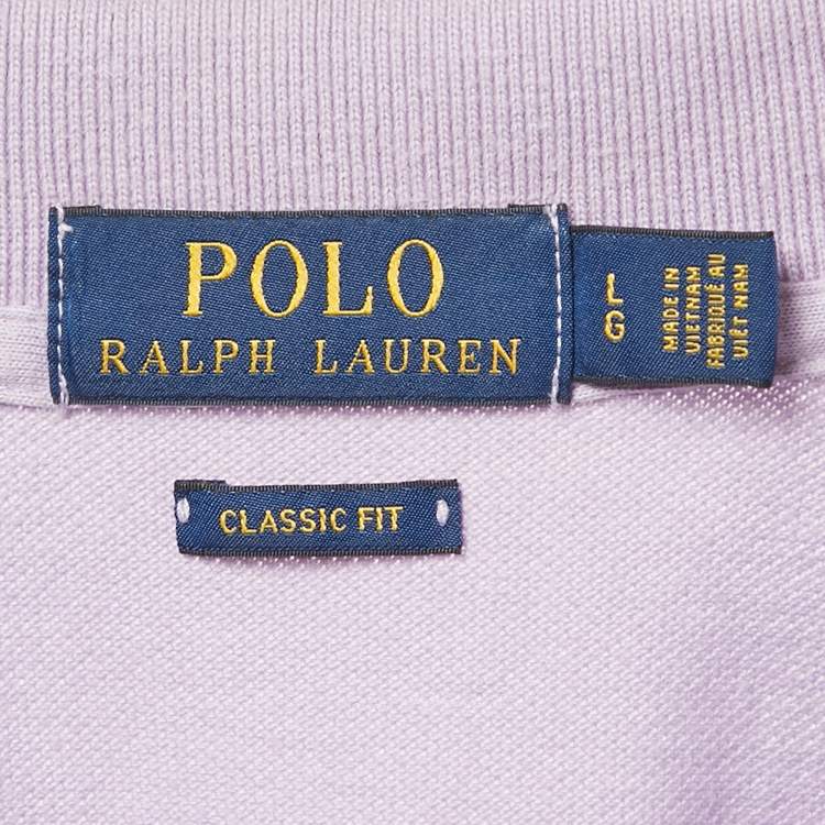 Pre Owned Polo Ralph Lauren Lavender Cotton Pique Polo T-Shirt L