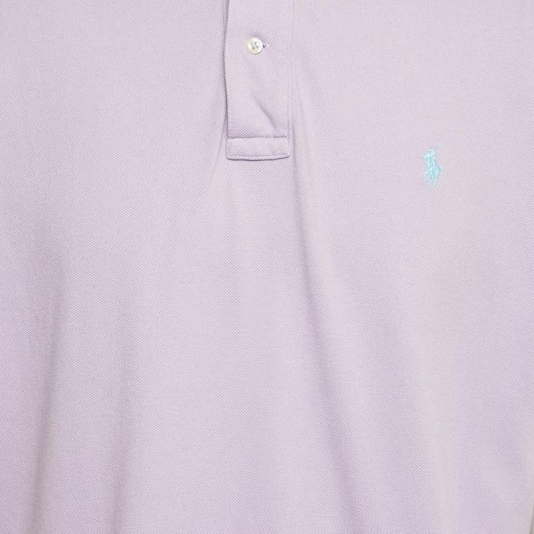 Pre Owned Polo Ralph Lauren Lavender Cotton Pique Polo T-Shirt L