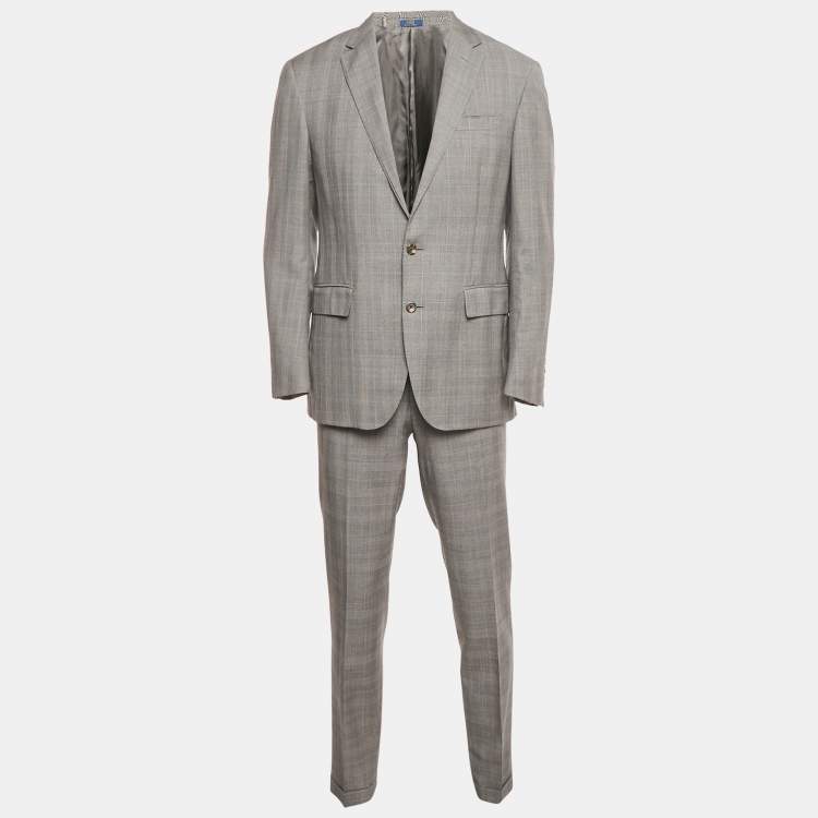 Pre Owned Polo Ralph Lauren Grey Wool Tailored Pants Suit L 