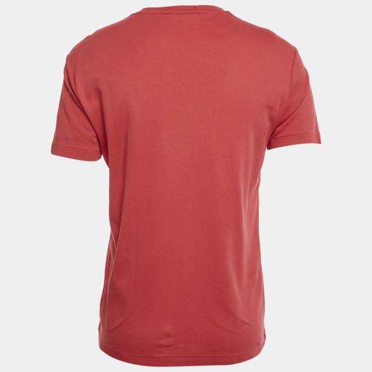 Pre Owned Polo Ralph Lauren Red Embroidered Polo Pony Cotton T-Shirt M