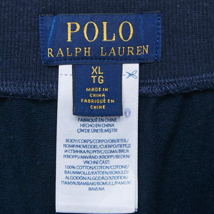 Pre Owned Polo Ralph Lauren Navy Blue Logo Embroidered Cotton Joggers XL