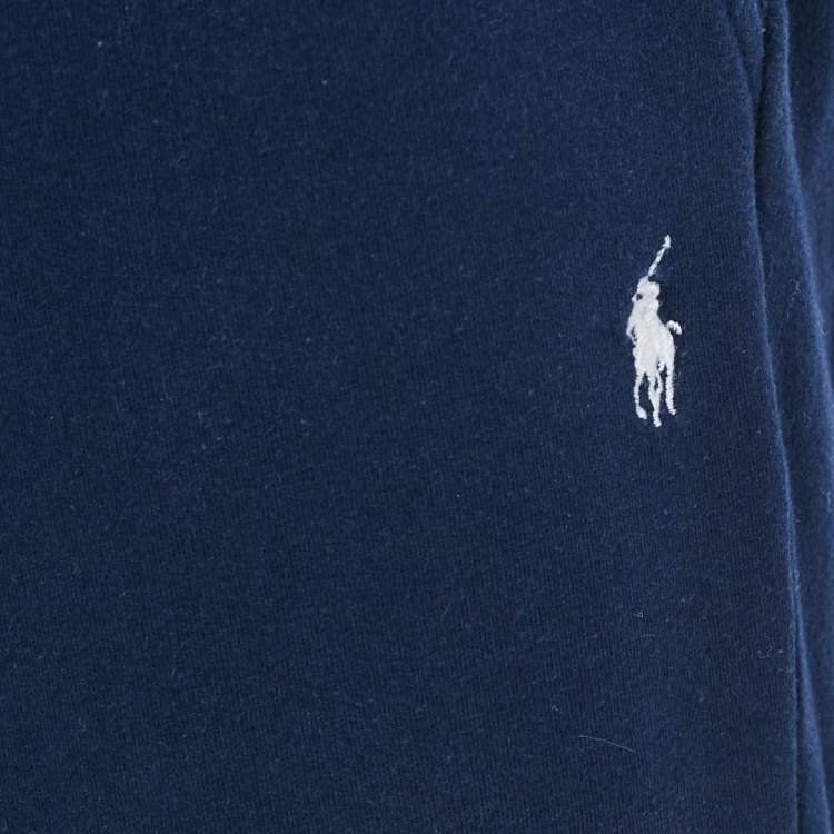 Pre Owned Polo Ralph Lauren Navy Blue Logo Embroidered Cotton Joggers XL