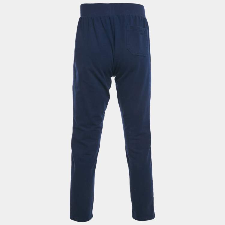 Pre Owned Polo Ralph Lauren Navy Blue Logo Embroidered Cotton Joggers XL