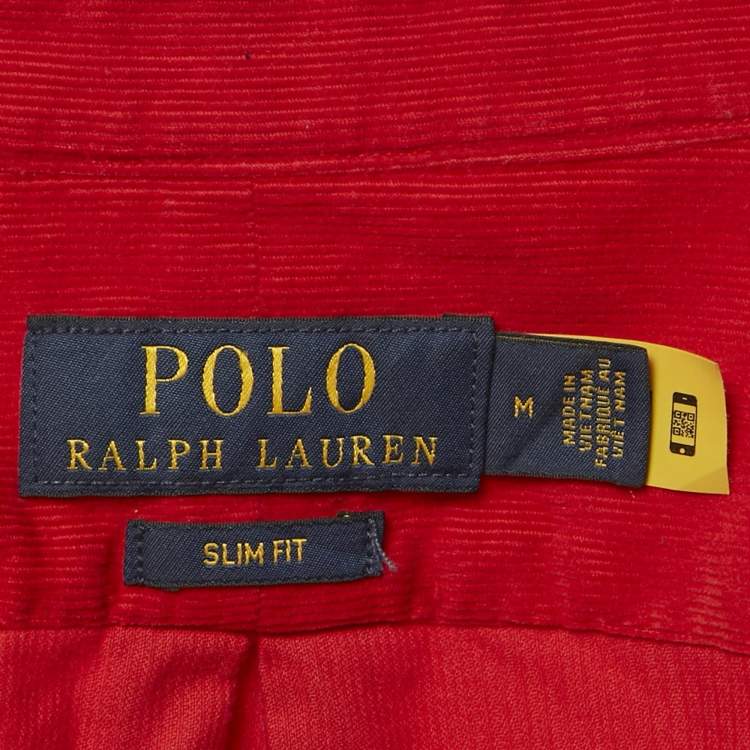 Pre Owned Polo Ralph Lauren Red Corduroy Slim Fit Shirt M 